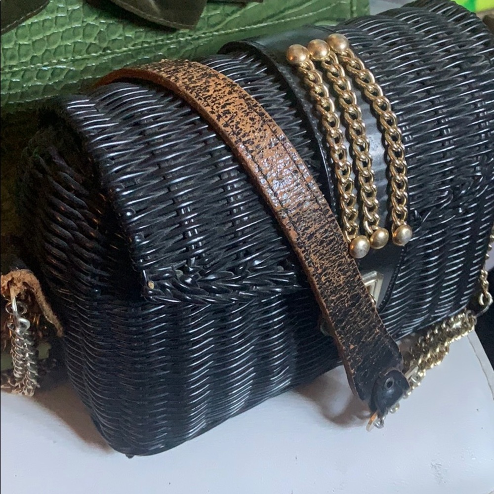 Vintage+ Black Poly-Woven Basket Bag